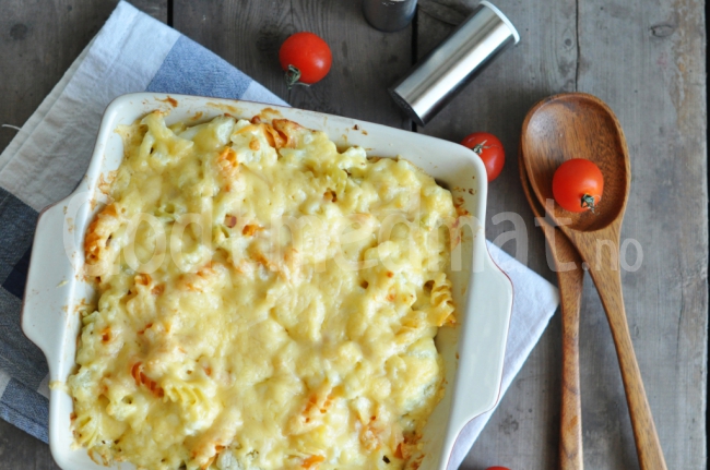Pasta med ost og blomkål